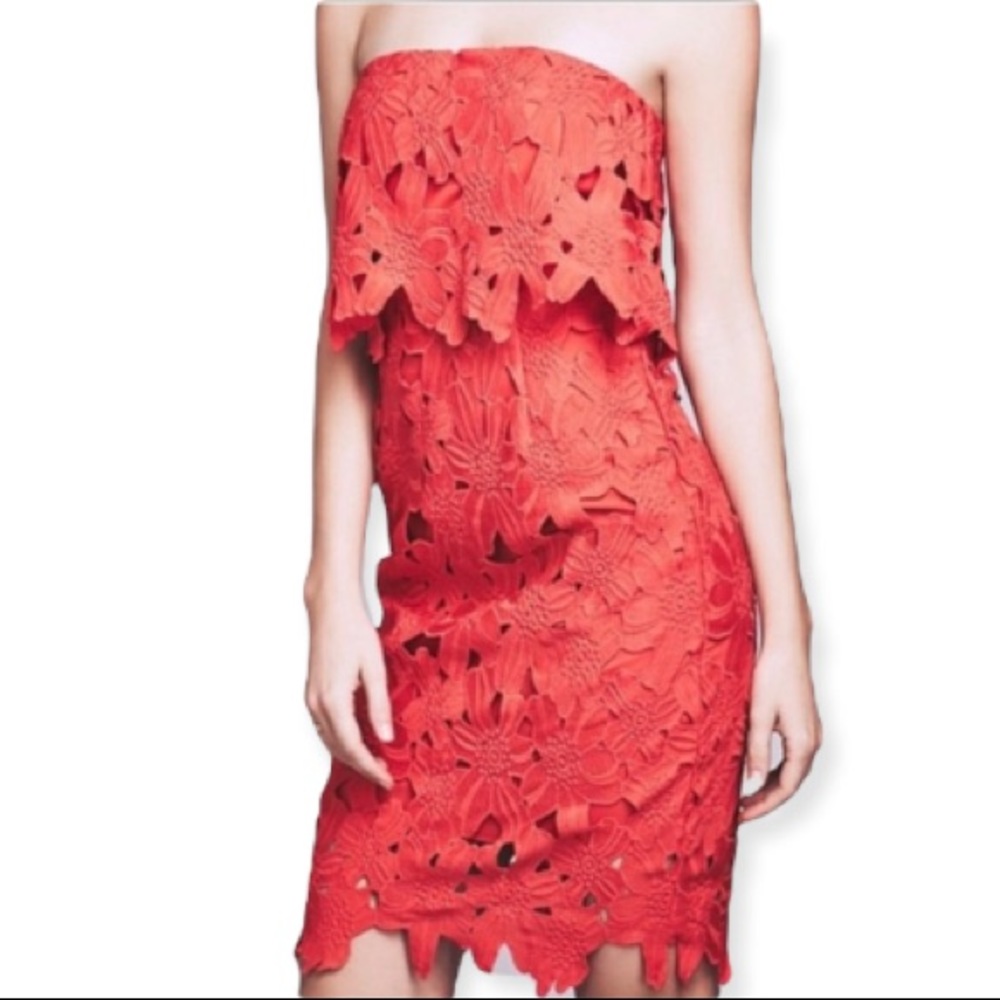 Free People x Saylor Erin Red Floral Lace Dress